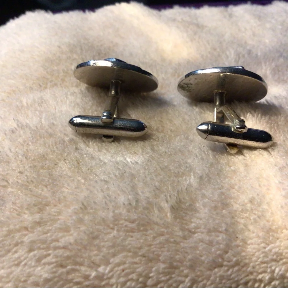SWANK Silver-Tone Textured Round Cufflinks